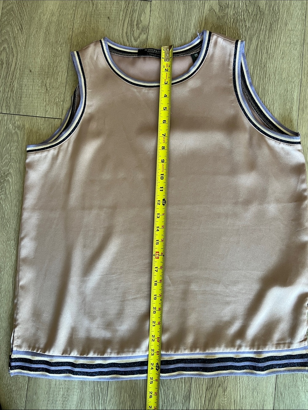 Scotch & Soda Field of Stars Pink Satin Varsity Top Sleeveless Metallic Trim L - Picture 12 of 13